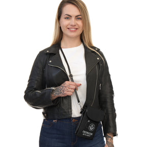 Master Mason Blue Lodge Cell Phone Wallet - Freemason In Flight Black Microfiber Leather - Bricks Masons