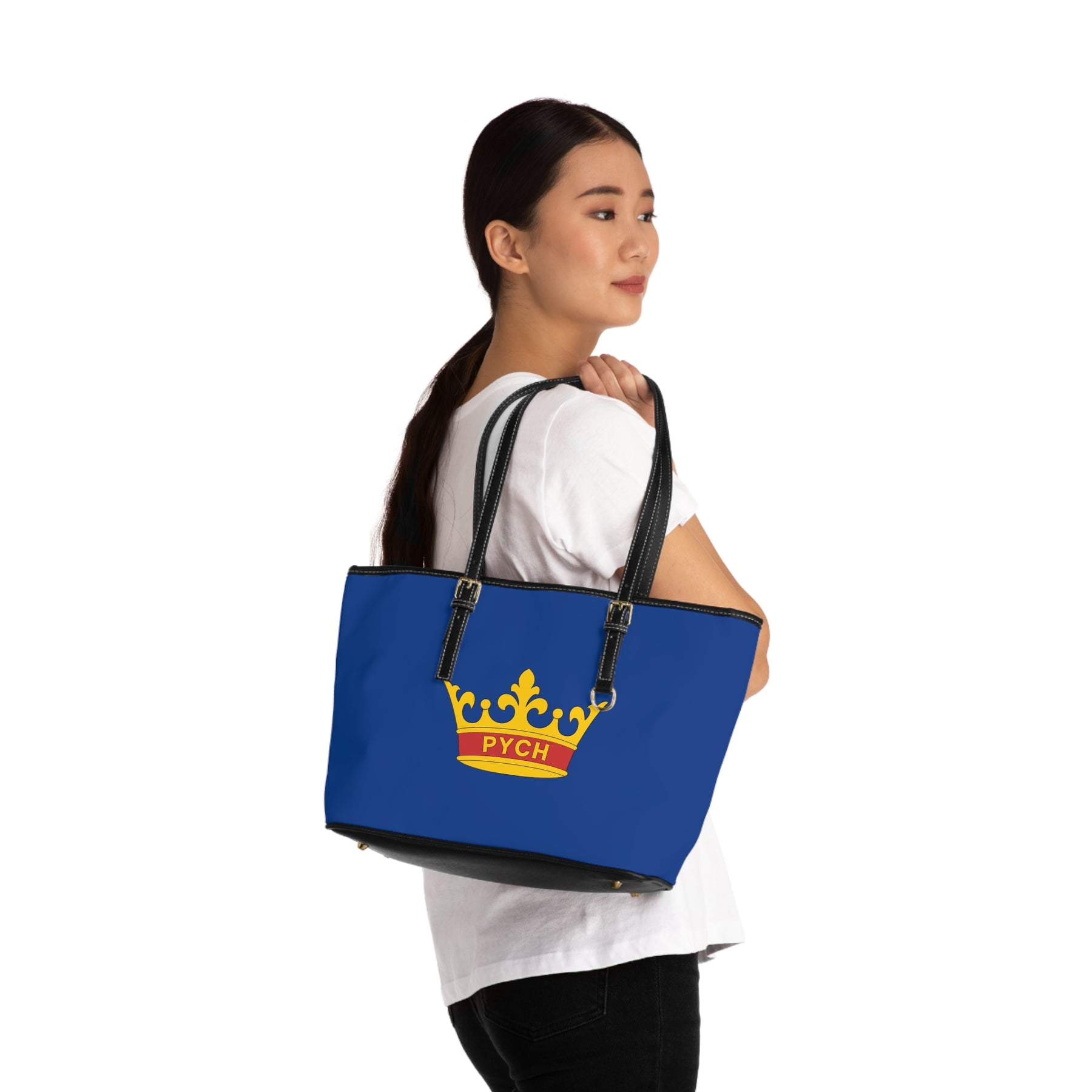 PYCH Handbag - Blue PU Leather Adjustable Handles - Bricks Masons