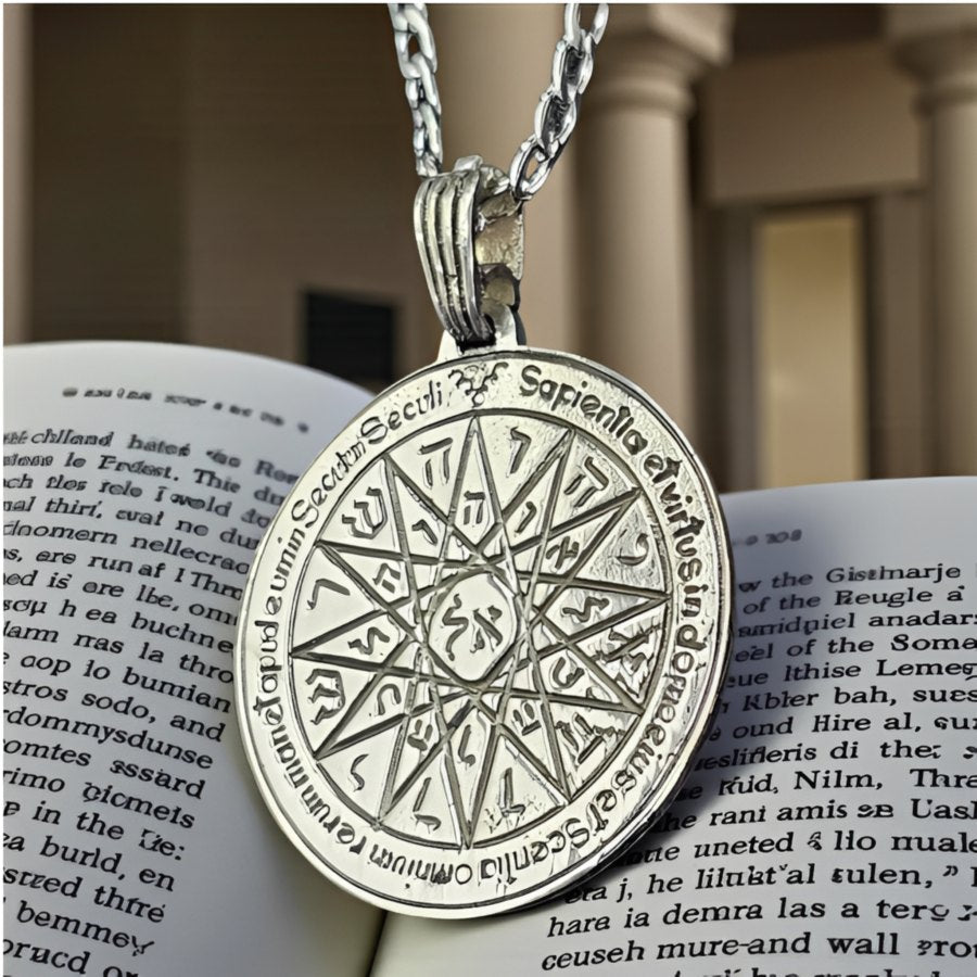 Solomon Pendant Fourth Pentacle consecrated to Mercury 3 cm 9 g in Silver 44 Seals of Solomon Art 1488 - Bricks Masons