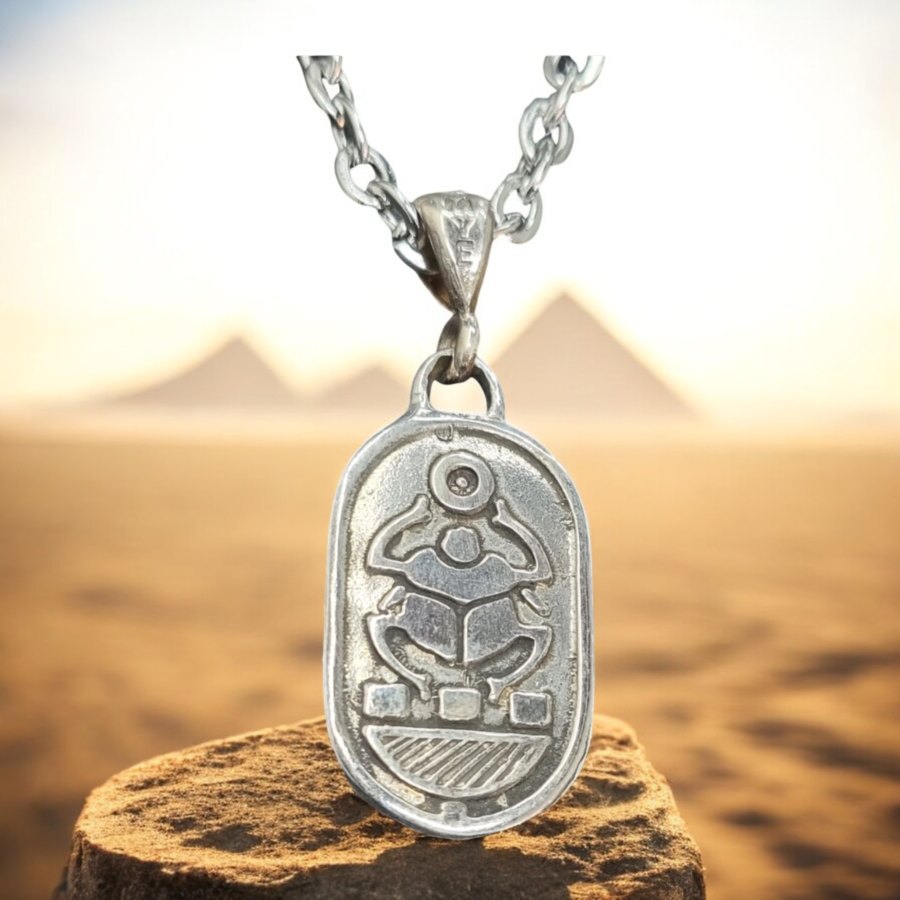 Egyptian Scarab Pendant in Silver 3 x 1.5 cm 6 g Art 1494 - Bricks Masons