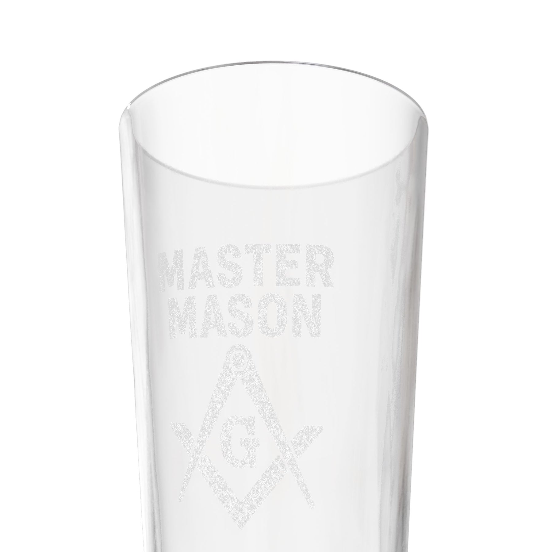 Vaso de pinta de la Logia Azul de Maestro Masón - Escuadra y Compás con diseño de G