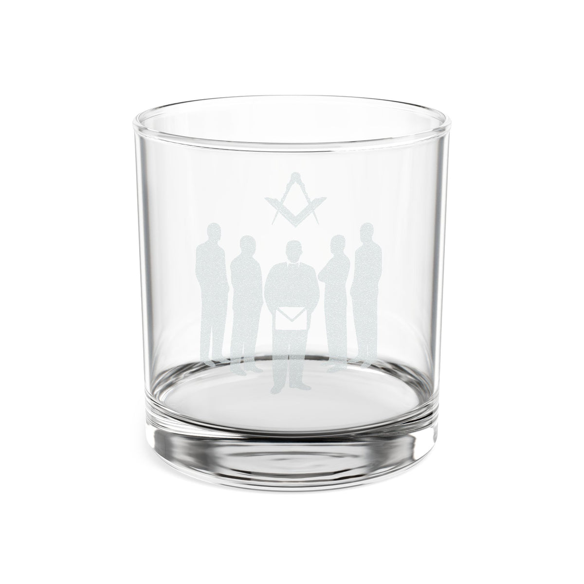 Vaso de whisky de la Logia Azul de Maestro Masón - Figuras de pie de la Hermandad, escuadra y compás