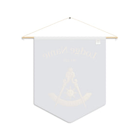 Past Master Blue Lodge Pennant - Custom Gold & Blue with Compass & Quadrant Sun - Bricks Masons