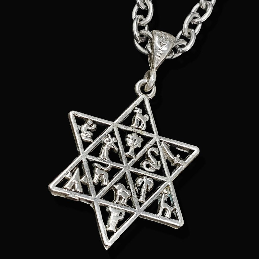 Star of David pendant with the 12 Tribes of Israel in Silver 3 cm 7 g Art 154 - Bricks Masons