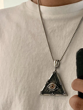 Eye Of Providence Necklace - All Seeing Eye Stainless Steel Pendant - Bricks Masons