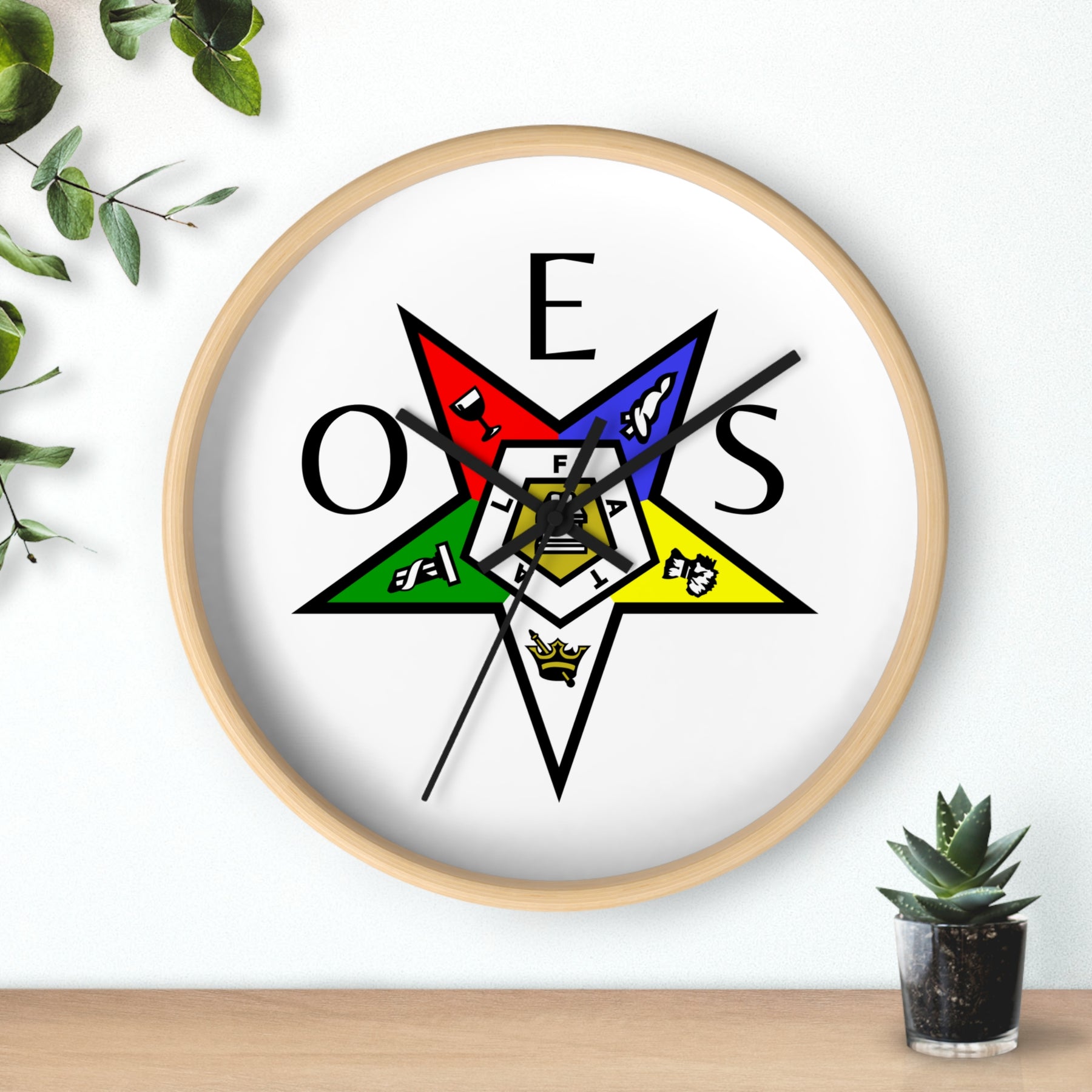 OES Clock - Colorful Star Emblem - Bricks Masons