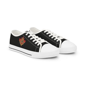 Master Mason Blue Lodge Canada Jurisdiction Sneaker - Low Top Sneaker Black & White Maple Leaf - Bricks Masons