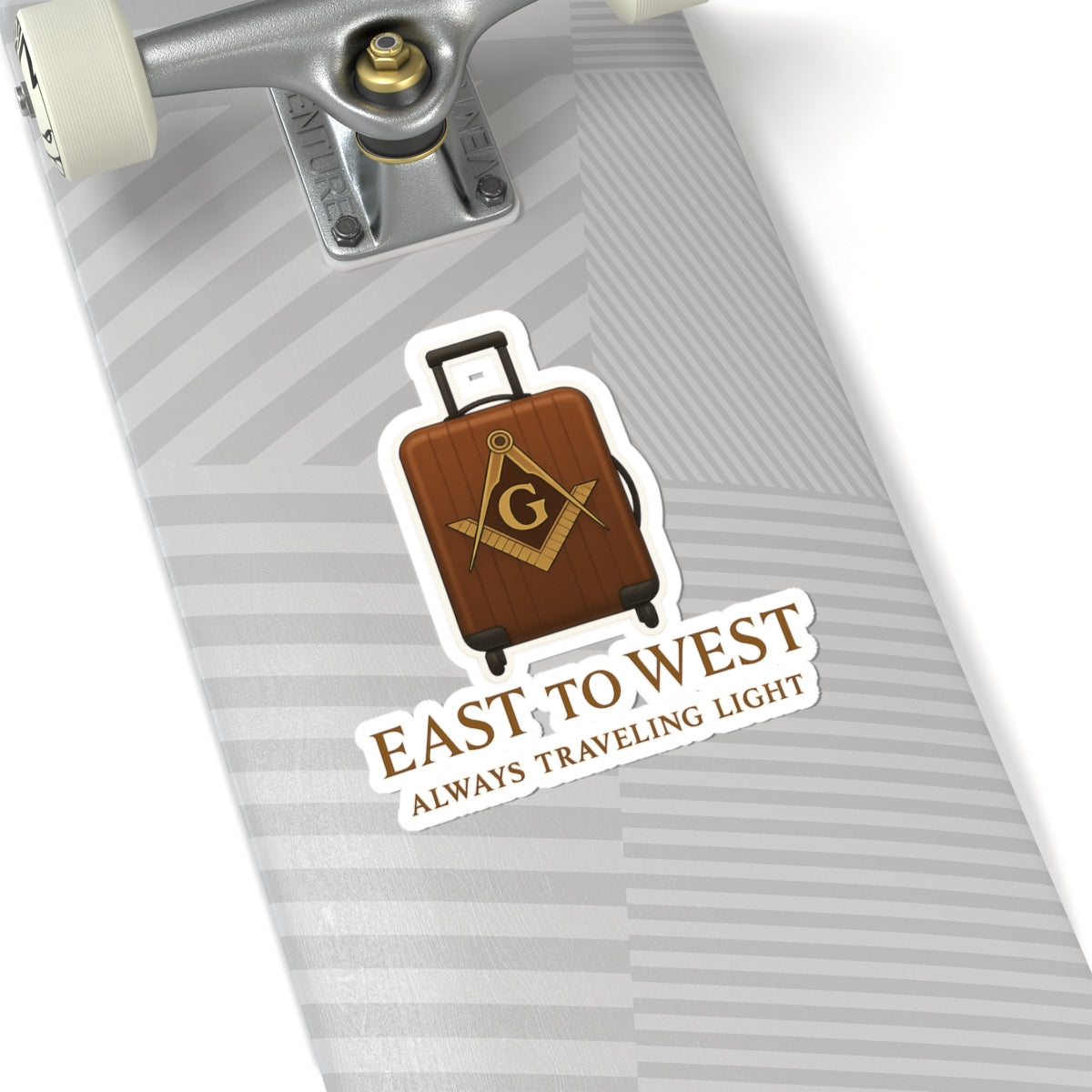 Master Mason Blue Lodge Sticker Decal – East to West Always Traveling Light - Bricks Masons