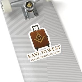 Master Mason Blue Lodge Sticker Decal – East to West Always Traveling Light - Bricks Masons