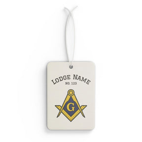 Master Mason Blue Lodge Car Air Freshener - Square & Compass G With Personalization - Bricks Masons