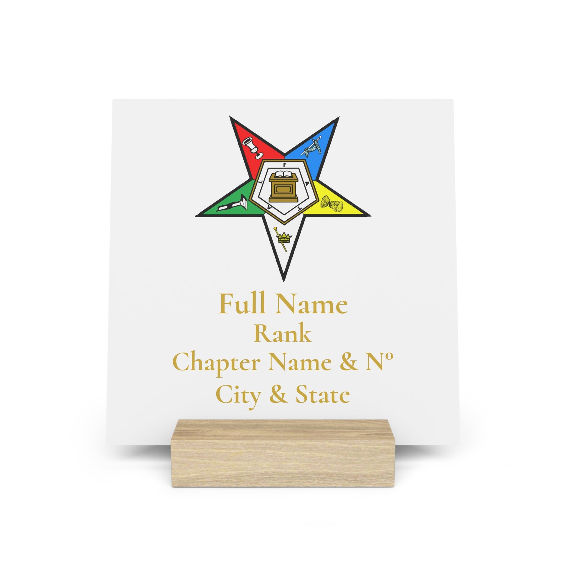 OES Plaque - Colorful Eastern Star with Personalization - Bricks Masons