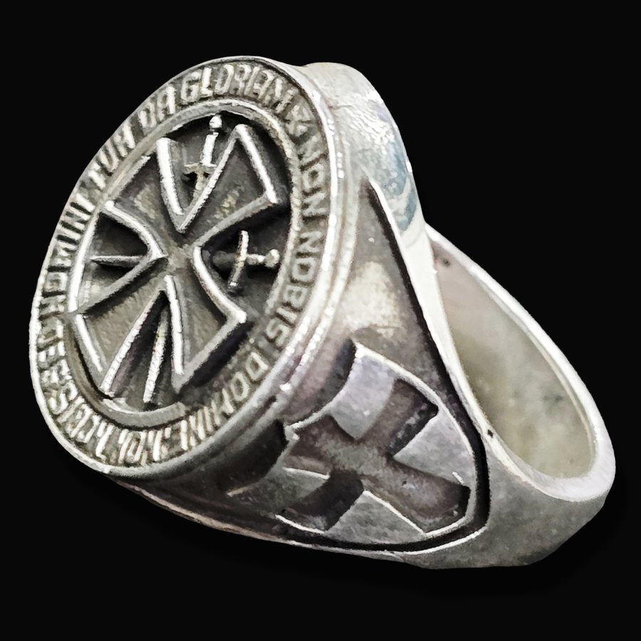 Non Nobis Domine Templar Ring In Silver 12 Gr Art 1705 - Bricks Masons