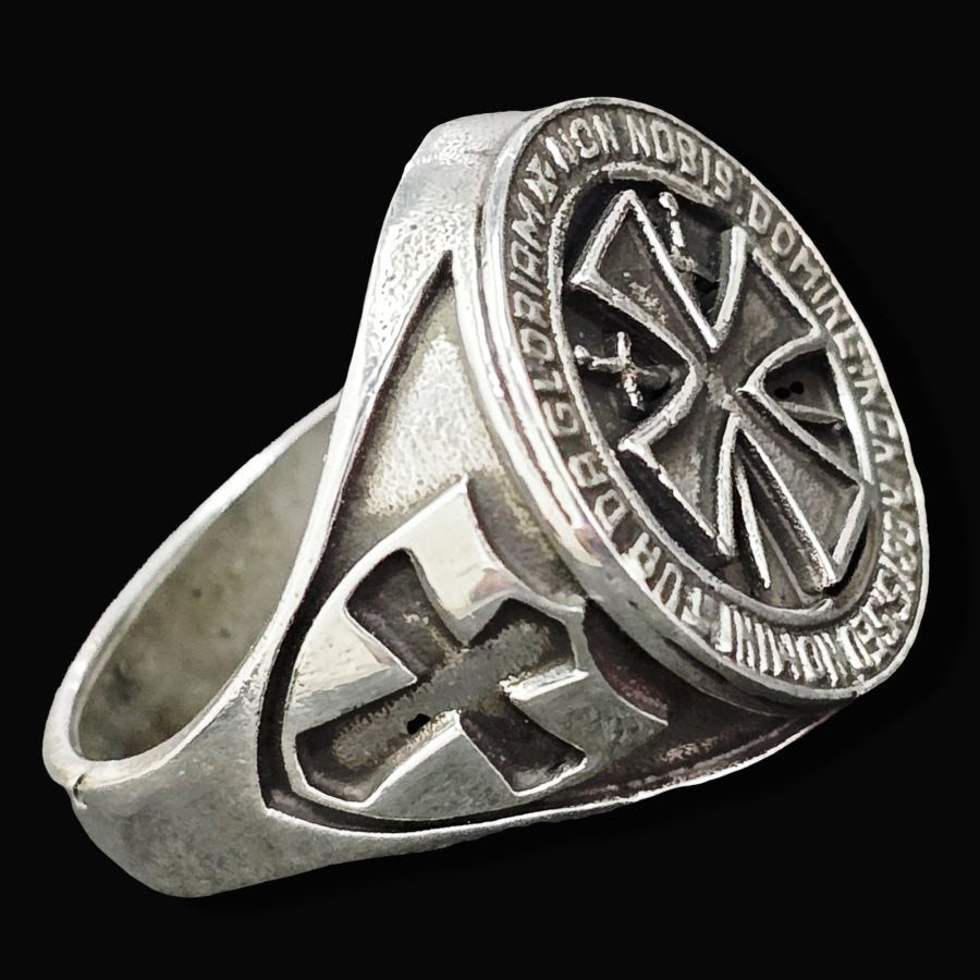 Non Nobis Domine Templar Ring In Silver 12 Gr Art 1705 - Bricks Masons