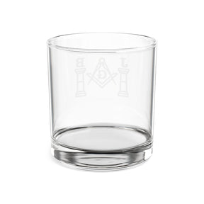 Vaso de whisky de la Logia Azul de Maestro Masón - Cuadrado y Compás G con pilares J&amp;B
