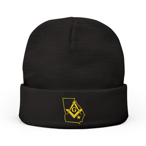 Master Mason Blue Lodge Beanie - Knit Embroidery Georgia Mason - Bricks Masons