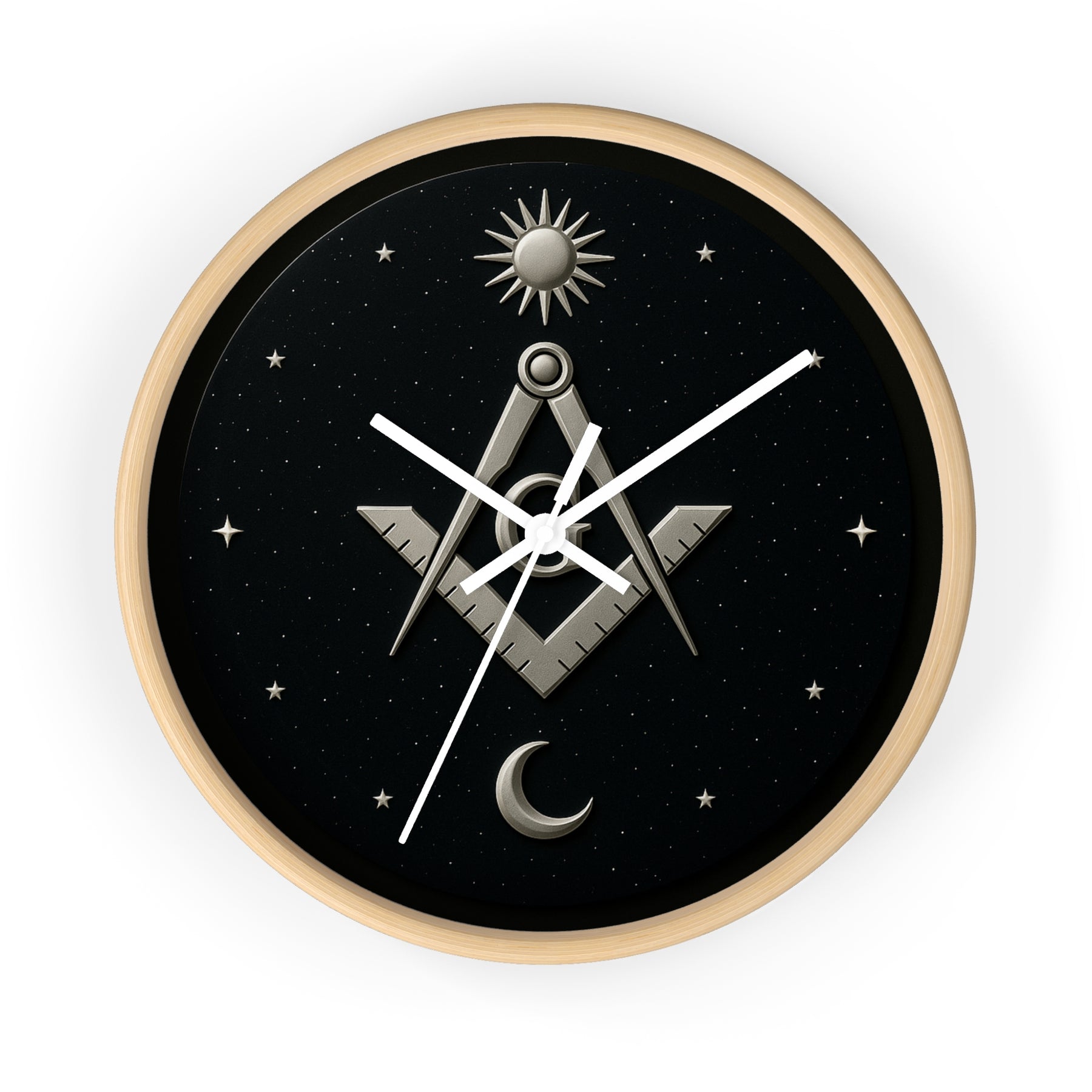 Master Mason Blue Lodge Clock - S&C on Wooden Frame with Plexiglass Cover - Bricks Masons