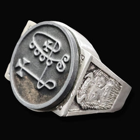 Demon Ring 6 Duke Valefor 72 Demons Lesser Key of Solomon Goetia In Silver 2.2 cm x 1.8 cm 18 Gr Art 1784 - Bricks Masons