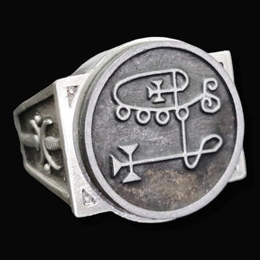 Demon Ring 6 Duke Valefor 72 Demons Lesser Key of Solomon Goetia In Silver 2.2 cm x 1.8 cm 18 Gr Art 1784 - Bricks Masons