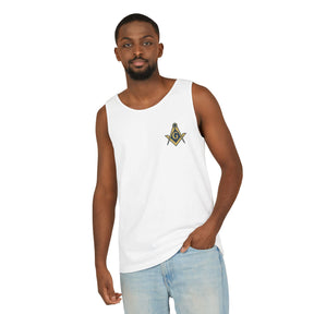 Master Mason Blue Lodge Tank Top - Garment-Dyed Square & Compass G - Bricks Masons