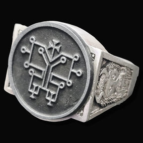 Demon Ring 59 MARQUES ORIAS 72 Demons Minor Key of Solomon Goetia In Silver 2.2 cm x 1.8 cm 18 Gr Art 1837 - Bricks Masons