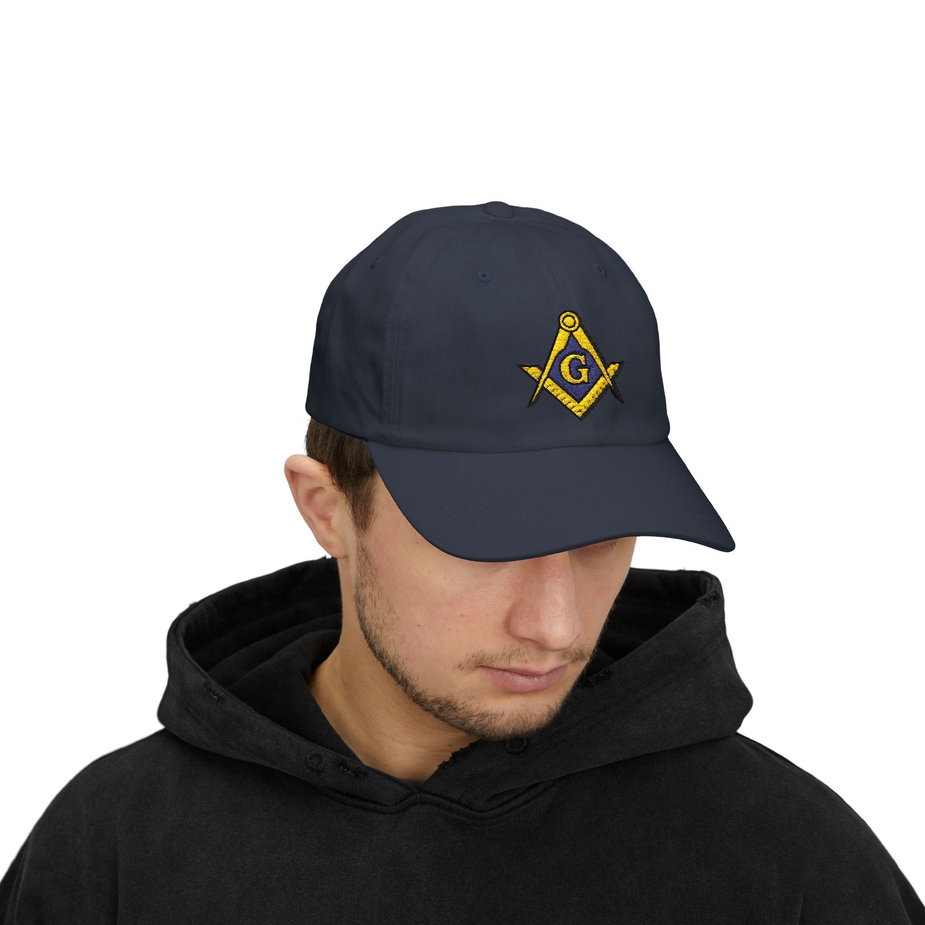Master Mason Blue Lodge Baseball Cap - Gold & Blue Embroidered Square & Compass G - Bricks Masons