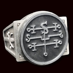 Demon Ring 72 COUNT ANDROMALIUS 72 Demons Lesser Key of Solomon Goetia In Silver 2.2 cm x 1.8 cm 18 Gr Art 1850 - Bricks Masons
