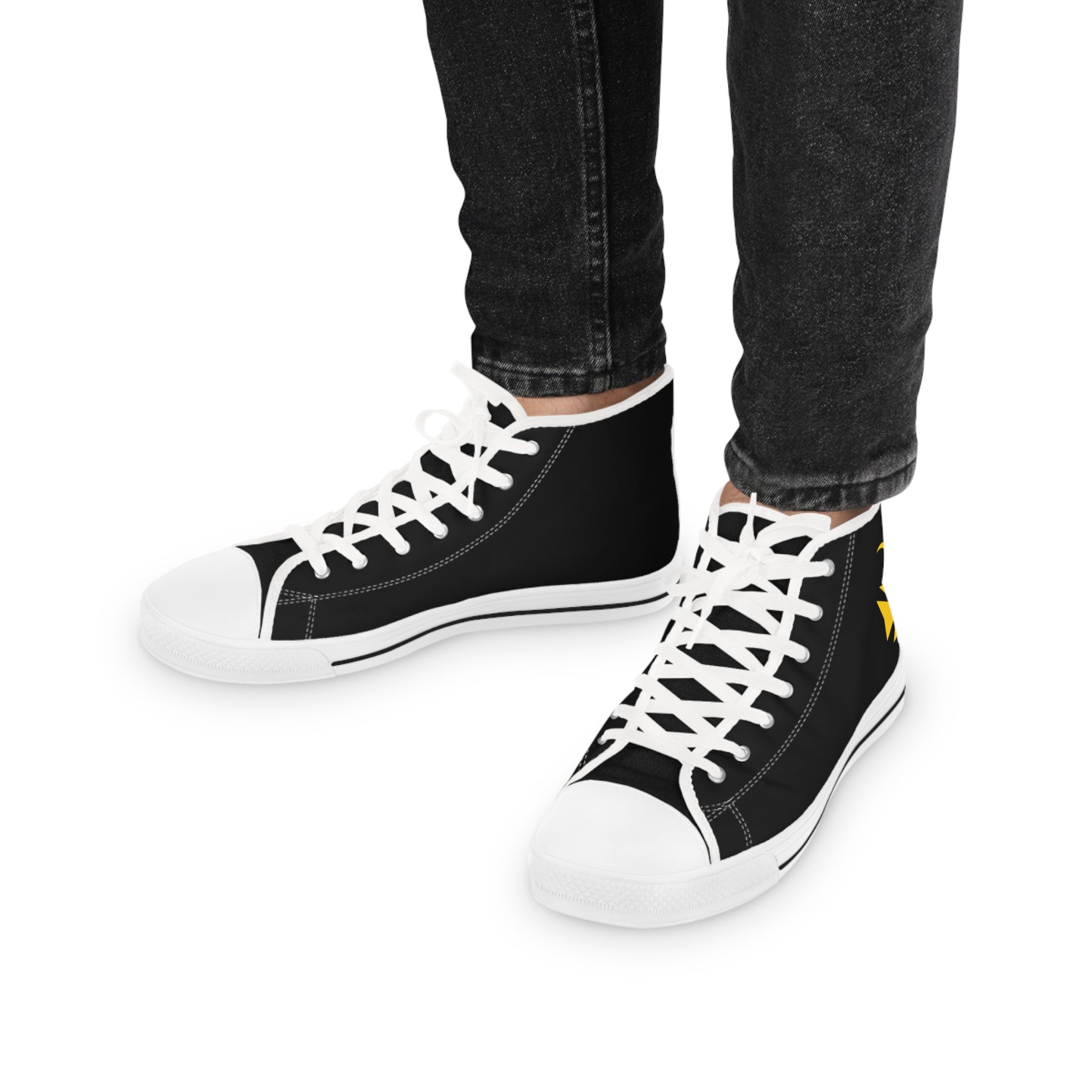 Knights of Constantinople Sneaker - High Top Black & White Golden Emblem - Bricks Masons