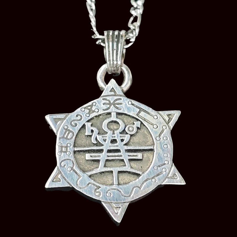 Demon Pendant 04 MARQUES SAMIGINA and Secret Seal of Solomon 72 Demons Lesser Key of Solomon Goetia In Silver 3 x 2.5 cm 12 Gr Art 1863 - Bricks Masons