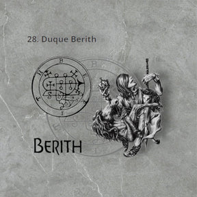 I wove the Demon 28 DUKE BERITH and the Secret Seal of Solomon 72 Demons, Lesser Key of Solomon, Goetia, in Silver, 3 x 2.5 cm, 12 g, Art 1887 - Bricks Masons