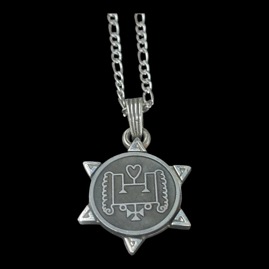 Demon Pendant 60 DUKE VAPULA and Secret Seal of Solomon 72 Demons Lesser Key of Solomon Goetia In Silver 3 x 2.5 cm 12 Gr Art 1919 - Bricks Masons