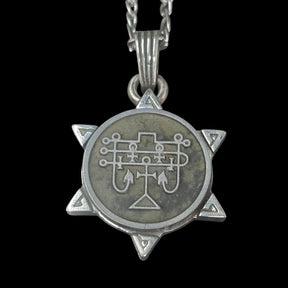 I wove the Demon 63 MARQUES ANDRAS and the Secret Seal of Solomon 72 Demons, Lesser Key of Solomon, Goetia, in Silver, 3 x 2.5 cm, 12 g, Art 1922 - Bricks Masons
