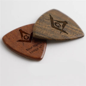 Master Mason Blue Lodge Wood Guitar Pick - Acoustic Electric Bass - Bricks Masons