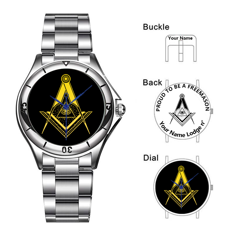 Master Mason Blue Lodge Wristwatch - Stainless Steel - Bricks Masons