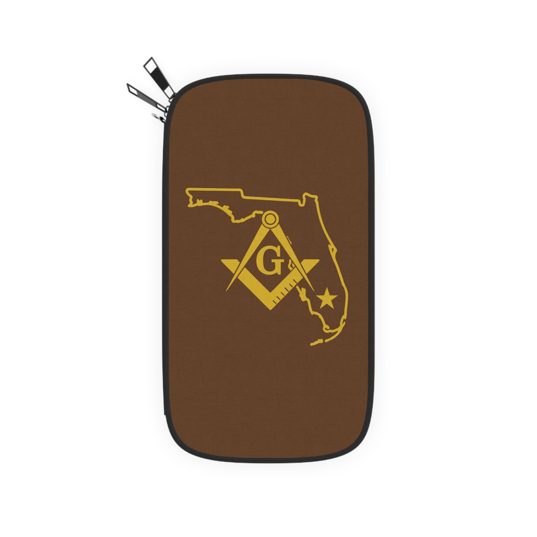Master Mason Blue Lodge Passport Wallet - Florida Mason With Shoulder & Wrist Strap - Bricks Masons