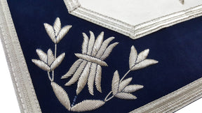 Past Master Blue Lodge Apron - Silver Bullion Hand Embroidered