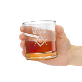 Vaso de whisky de la Logia Azul de Maestro Masón - Escuadra y compás con G