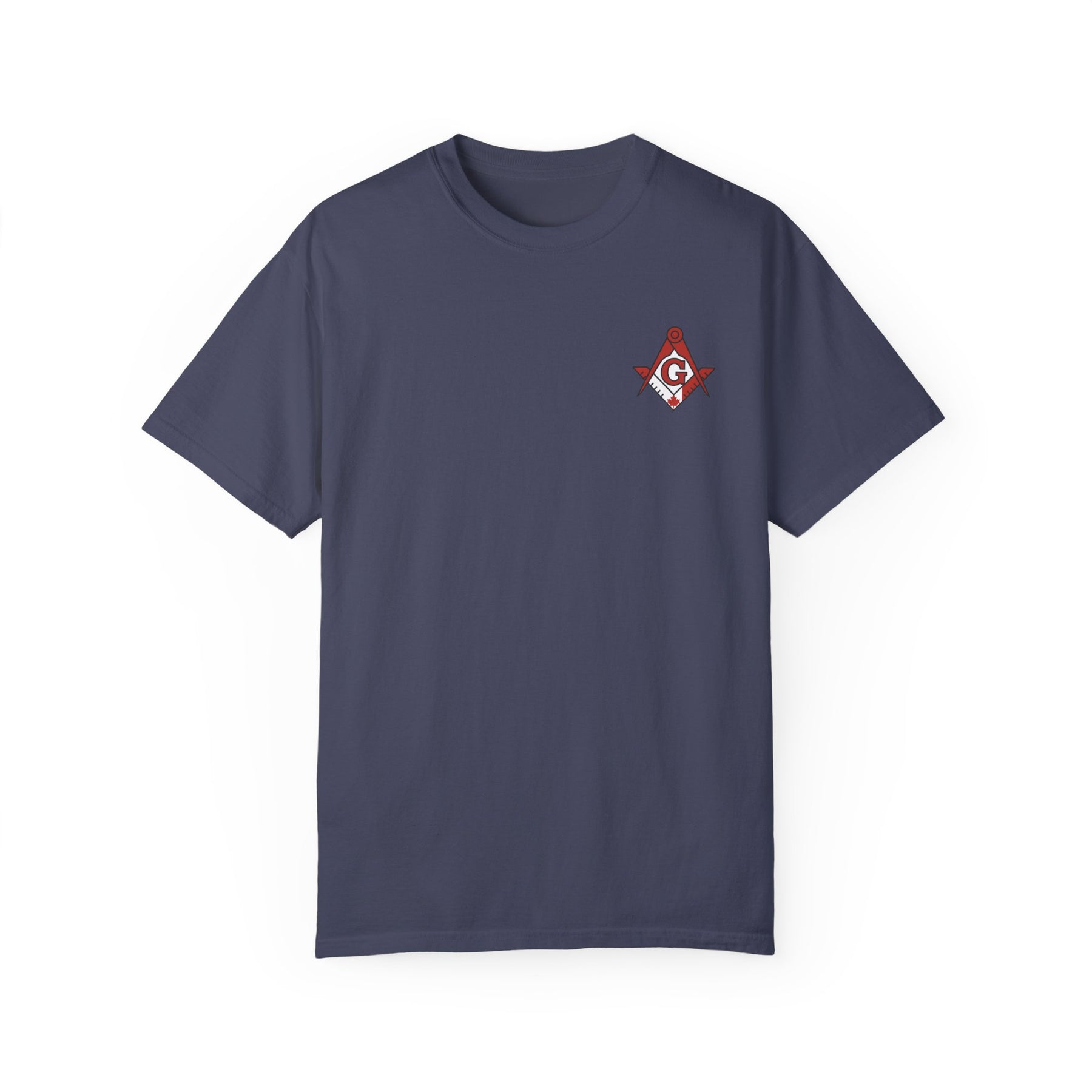 Master Mason Blue Lodge Canada Jurisdiction T-Shirt - Garment-Dyed Tee Various Colors - Bricks Masons