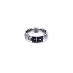 Knights Templar Commandery Ring - Black With Simple Cross - Bricks Masons