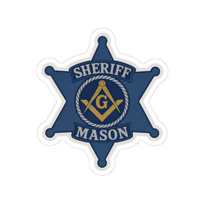 Master Mason Blue Lodge Sticker Decal - Kiss-Cut Blue Sheriff Star - Bricks Masons