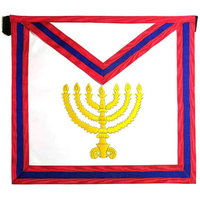 23rd Degree Scottish Rite Apron - White with Red & Blue Moire - Bricks Masons