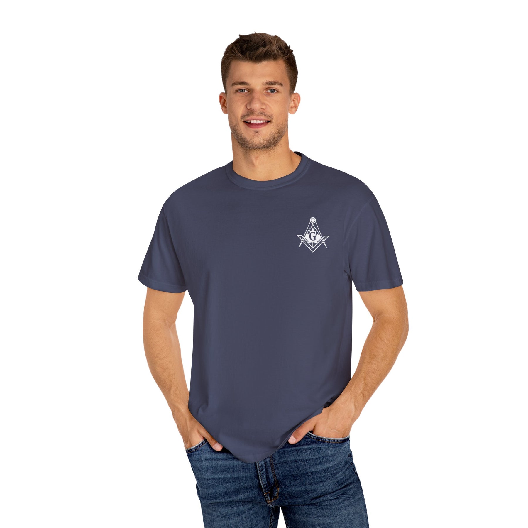 Master Mason Blue Lodge Canada Jurisdiction T-Shirt - Garment-Dyed Tee - Bricks Masons