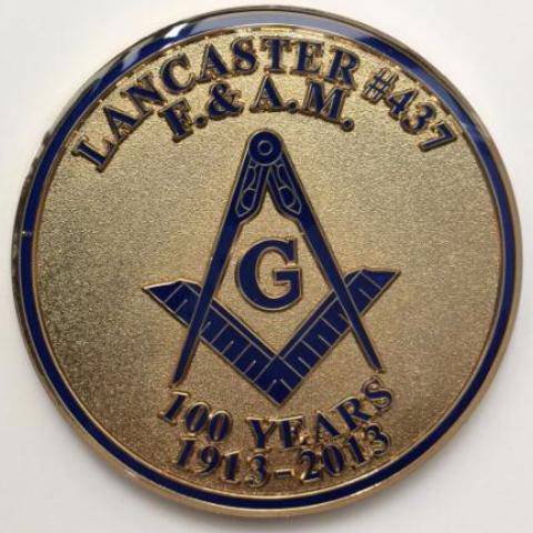 Master Mason Blue Lodge Car Emblem - Lancaster F. AM 100 Years