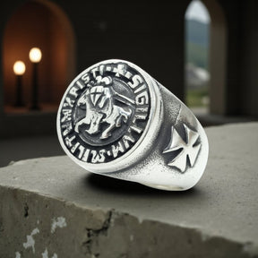 Knights Templar Ring in Silver 1.6 cm 9 g Art 279 - Bricks Masons