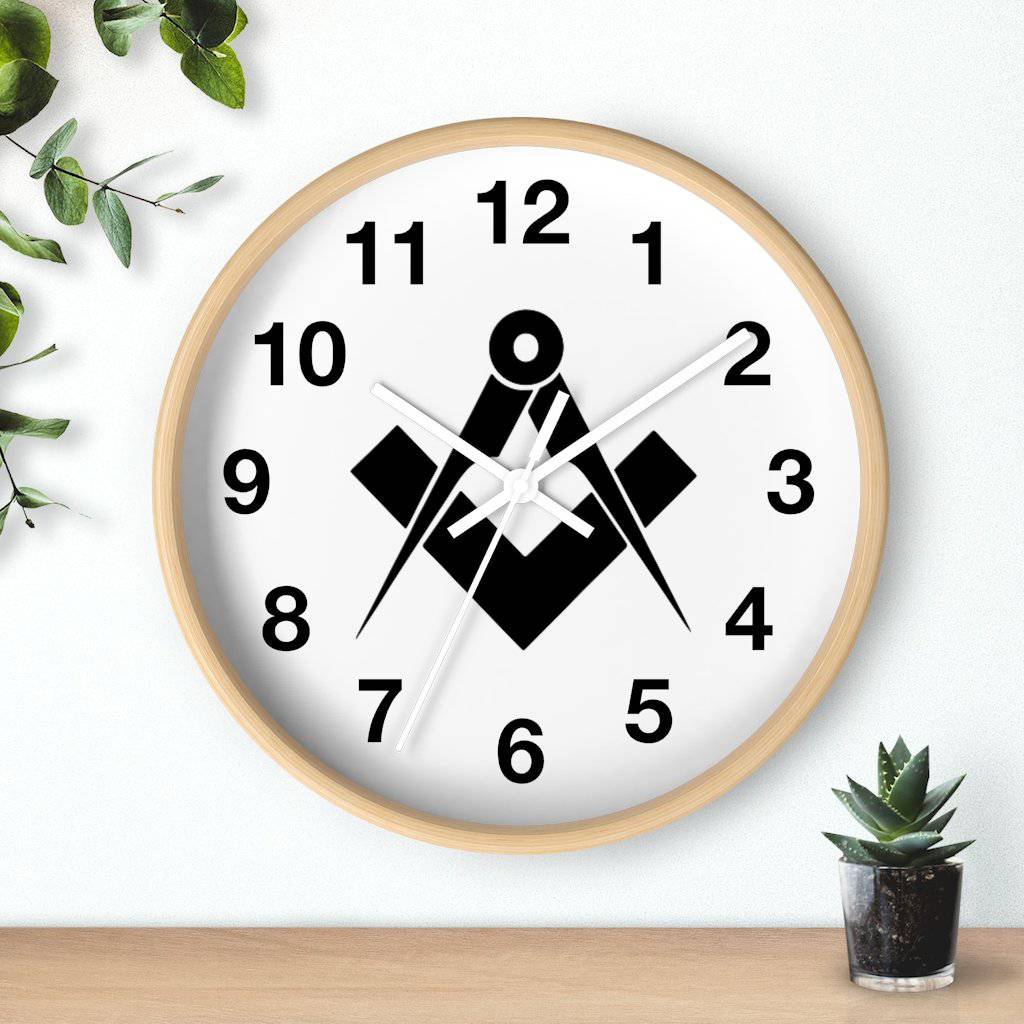 Master Mason Blue Lodge Clock - Square & Compass Wooden Frame