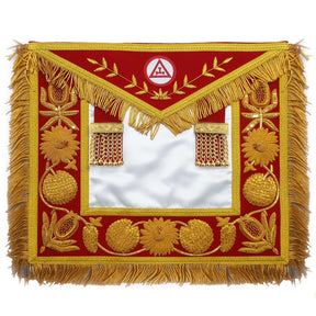 Royal Arch Chapter Apron - Red Triple Tau Insignia with Gold Fringe