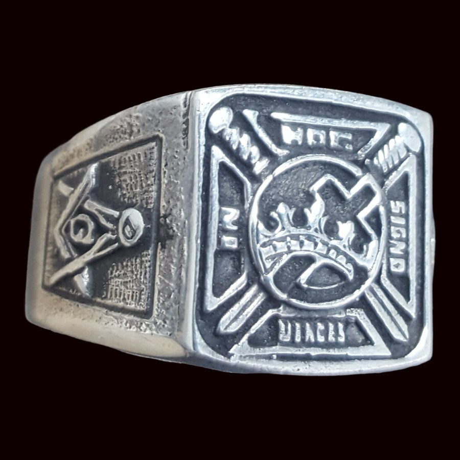 Masonic Ring In Hoc Signo Vinces in Silver 1.5 cm 9 gr Art 308 - Bricks Masons