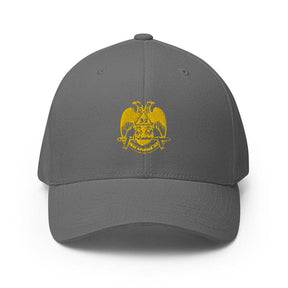 32nd Degree Scottish Rite Baseball Cap - Wings Down Golden Embroidery - Bricks Masons