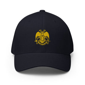 32nd Degree Scottish Rite Baseball Cap - Wings Down Golden Embroidery - Bricks Masons