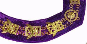 32nd Degree Scottish Rite Chain Collar - Wings Up Gold Plated Square & Compass - Bricks Masons