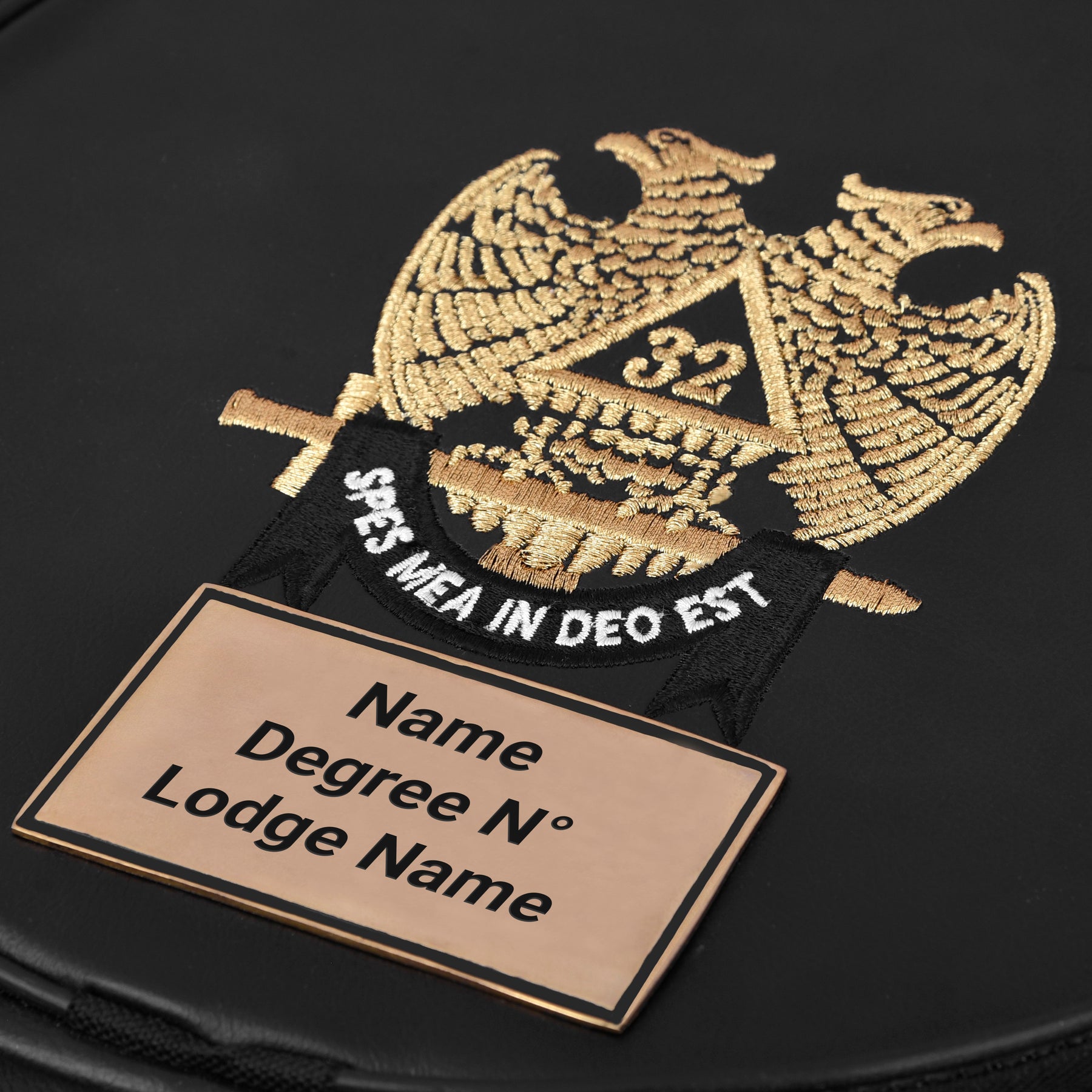 32nd Degree Scottish Rite Crown Cap Case - Double Eagle Machine Embroidery With Metal Plate - Bricks Masons